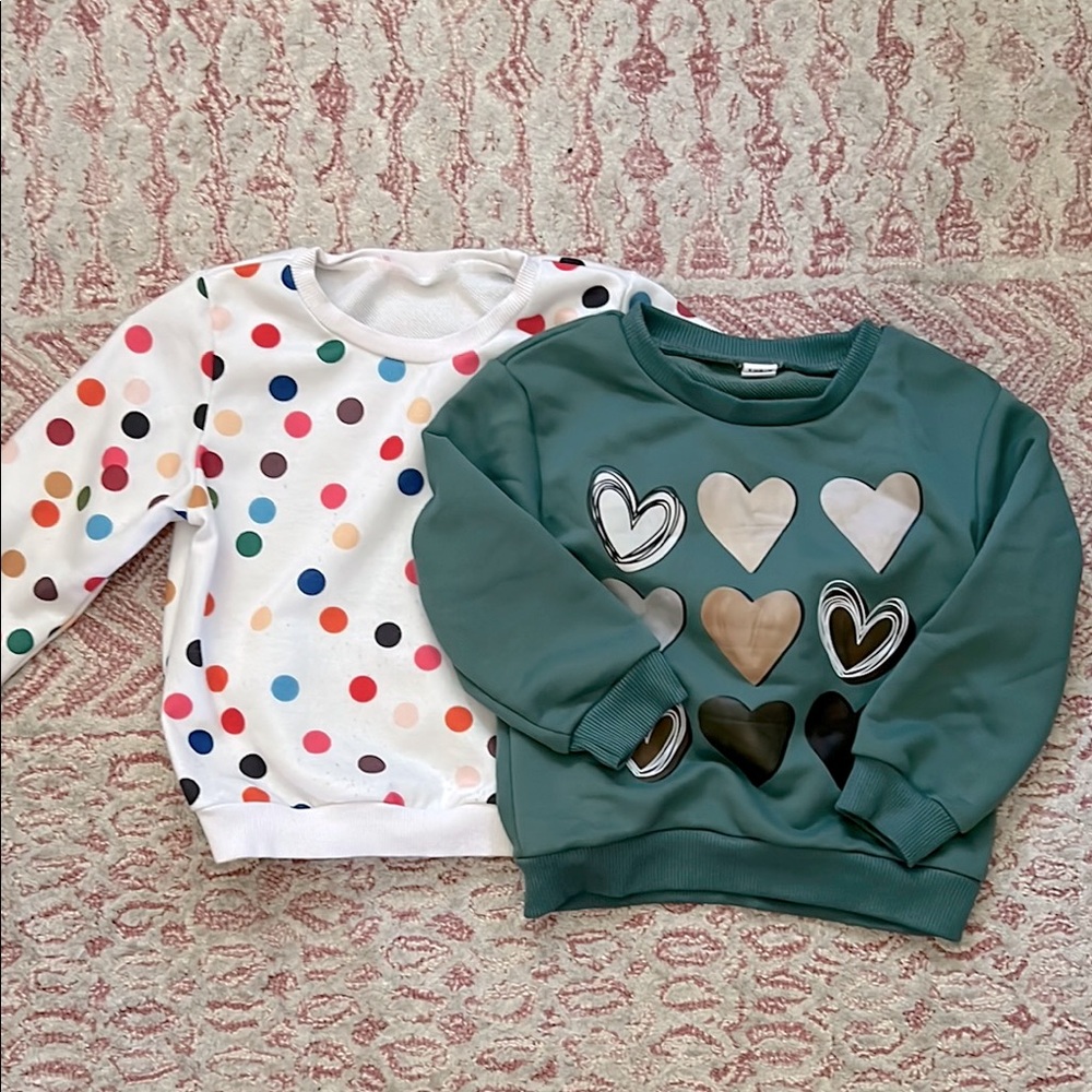 Kids' Heart and Polka Dot Sweatshirt Set